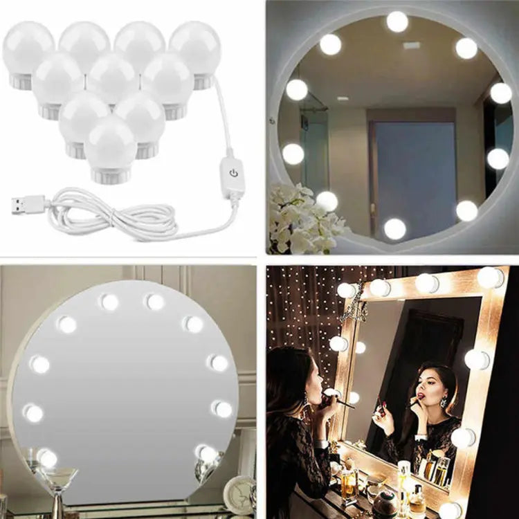 Vanity Mirror Fill Light Adjustable Luminance 3 Colors LED USB Wall Bulbs String For All Pretty 3 Colors Dimmable Vanity Light