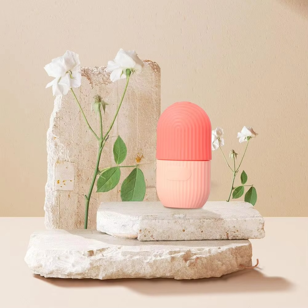 Ice Roller Facial Massager | Silicone Cleansing Ice Lattice | Ice Cube Roller with Scrub