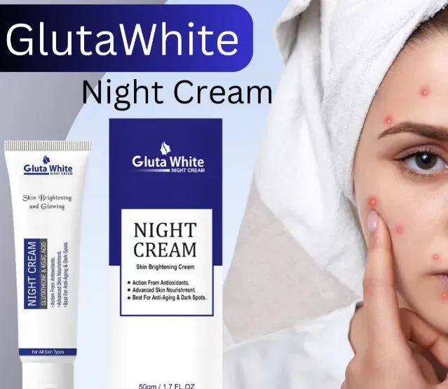 Gluta White Night Cream | Advanced Skin Brightening, Nourishing & Anti-Aging Formula (50ml)