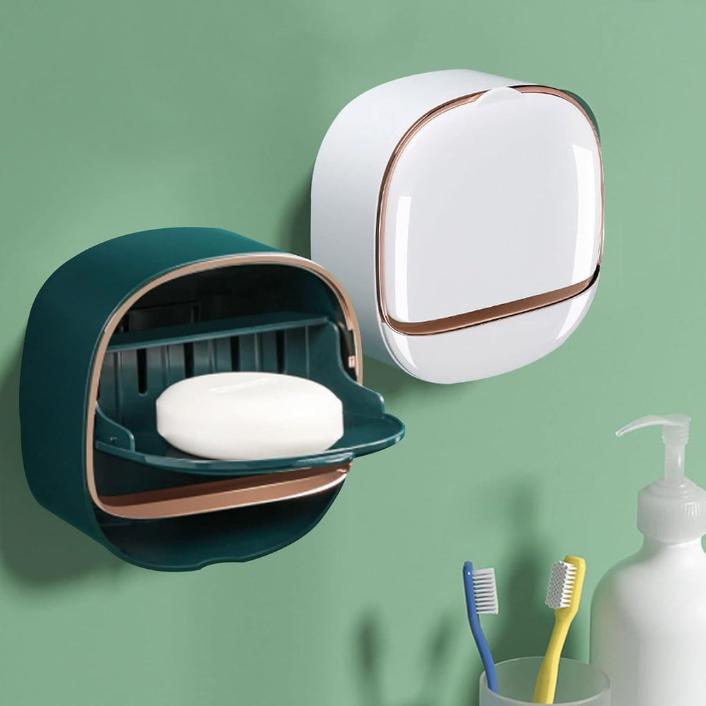 Luxury Soap Holder With Drain Tray, Wall Mounted Soap Case Box Designed To Keep Your Soap Bars Dry And Long Lasting