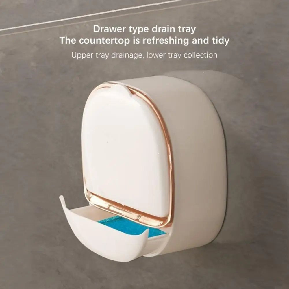 Luxury Soap Holder With Drain Tray, Wall Mounted Soap Case Box Designed To Keep Your Soap Bars Dry And Long Lasting