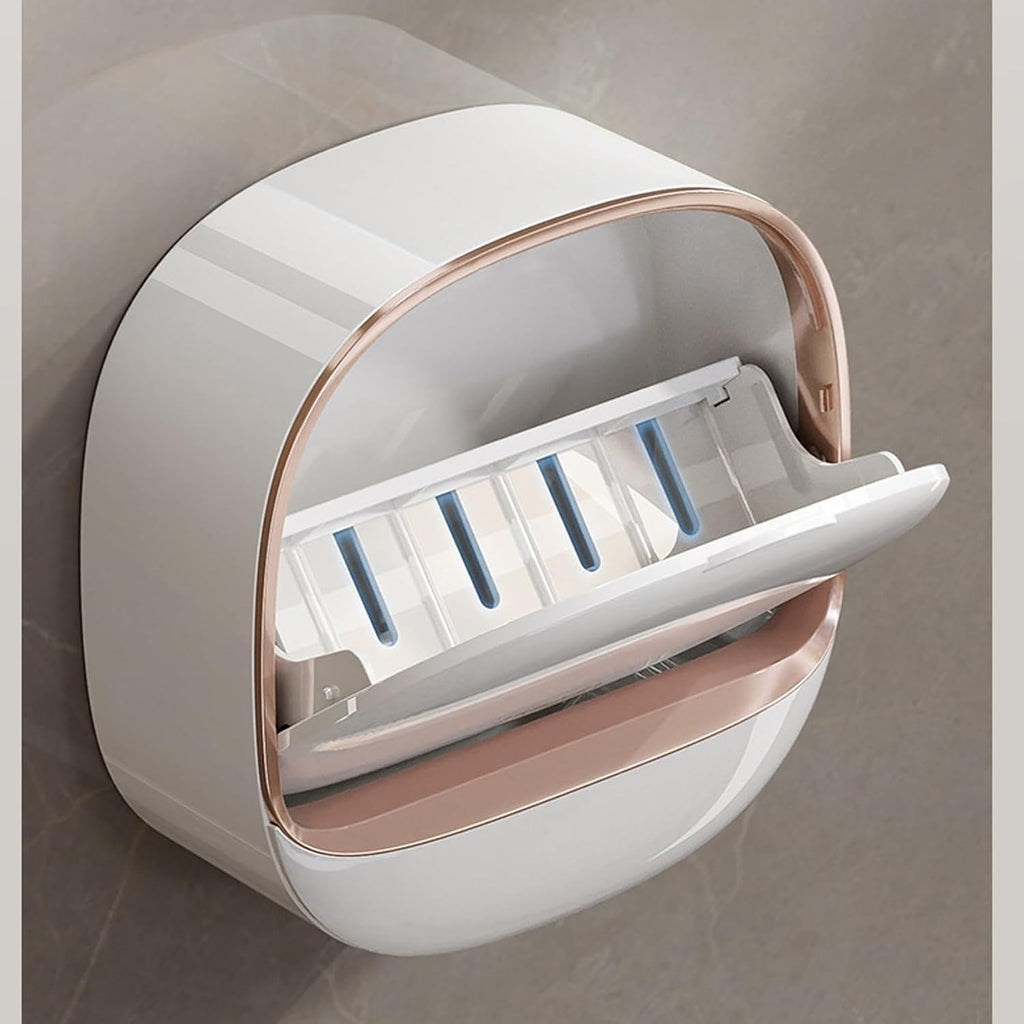 Luxury Soap Holder With Drain Tray, Wall Mounted Soap Case Box Designed To Keep Your Soap Bars Dry And Long Lasting